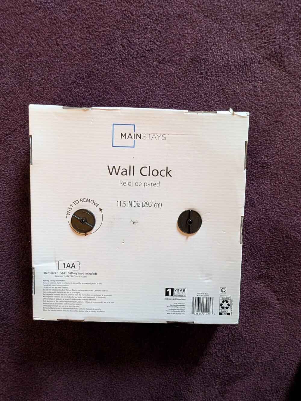 Wall Clock-Mainstays Brand, White Red Round - Picture 3 of 5